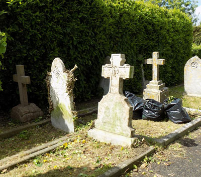 Fairlee headstones ivy removed